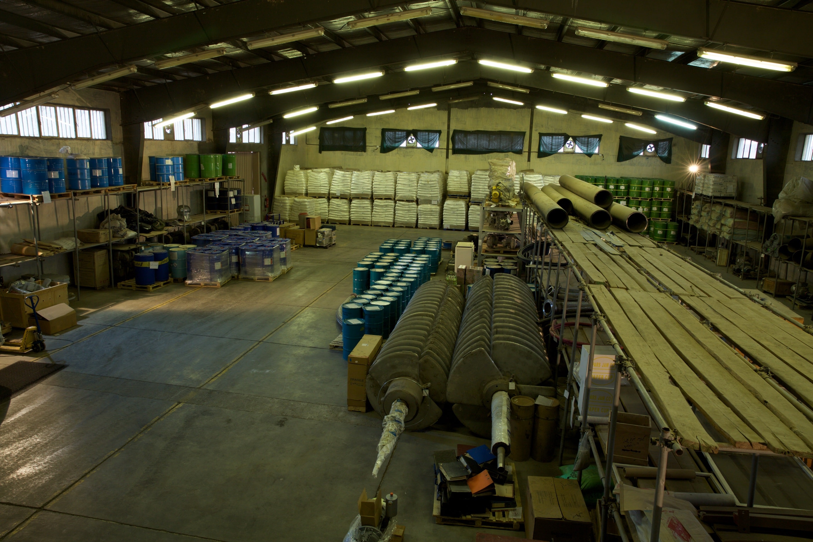 Warehouse of materials and parts